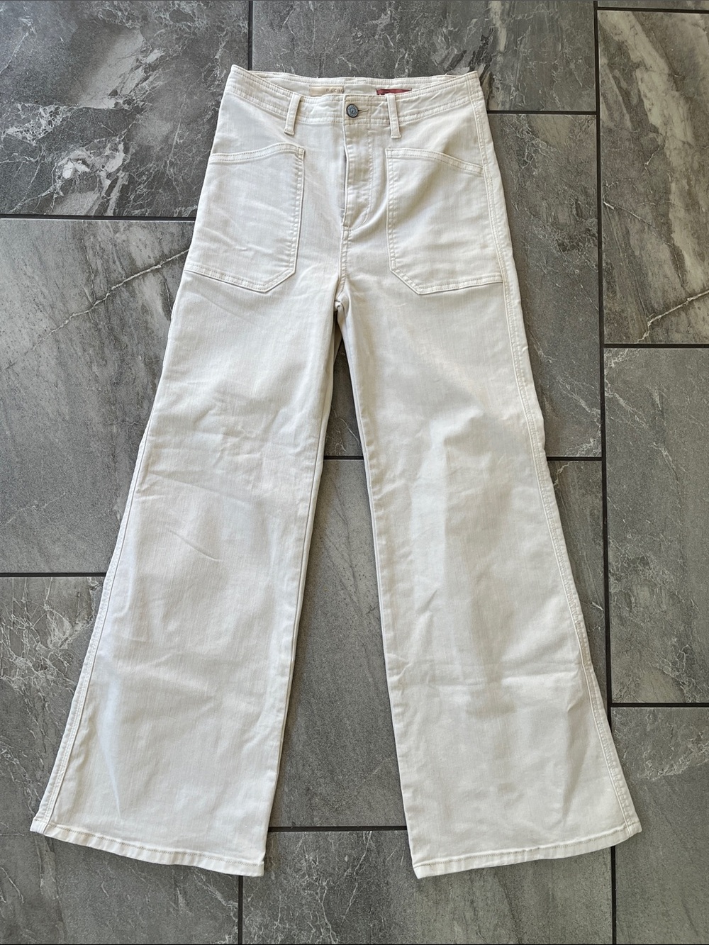 Pilcro The Carpenter Wide Leg Pants Size 25 Khaki Cream - Picture 3 of 13